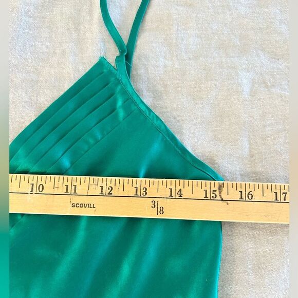 Vtg LAURA ADAMS Emerald Green Satin Spaghetti Strap Slip Dress Womens Y2K Small - Picture 6 of 7
